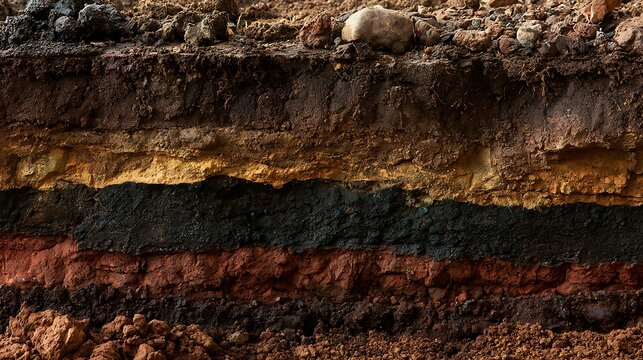 Soil strata and layers cross section