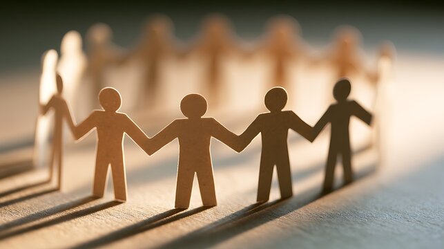 Paper figures holding hands in circle