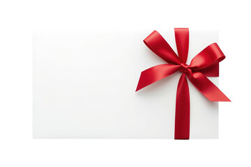 Obraz premium Clean white card with side red bow