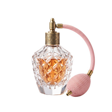 Vintage cut crystal perfume bottle with pink bulb atomiser spray