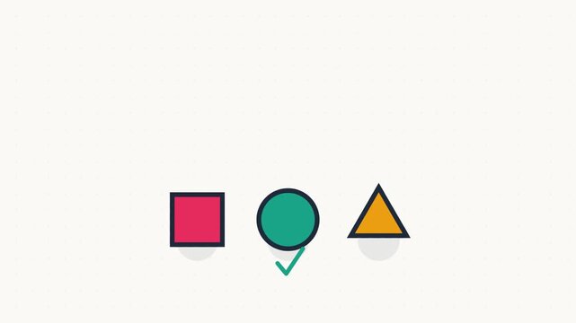 Geometric shapes vector set including solid and dashed outline circles triangles and squares in vibrant colors