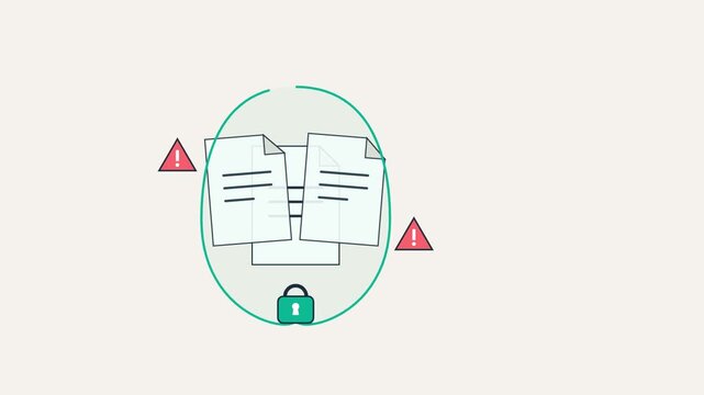 Minimalist vector line drawing of document file icon layered over cream background for business themes