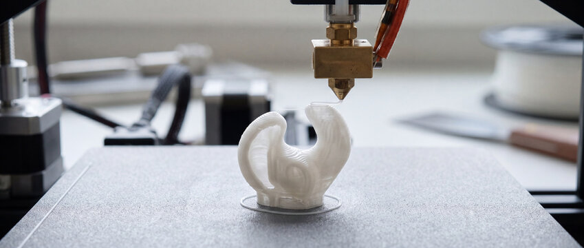 3d Printing Prototype On Desktop 3d Printer Nozzle In Modern Workshop