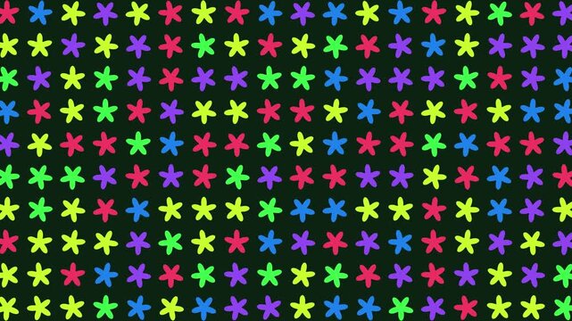 Seamless Pattern Background With Colorful Retro Style Flowers Moving in a Grid