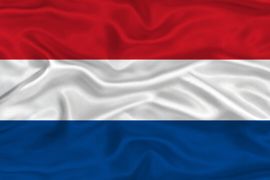 Dutch flag textured with fabric background. Flag of the Netherlands with a soft fabric texture