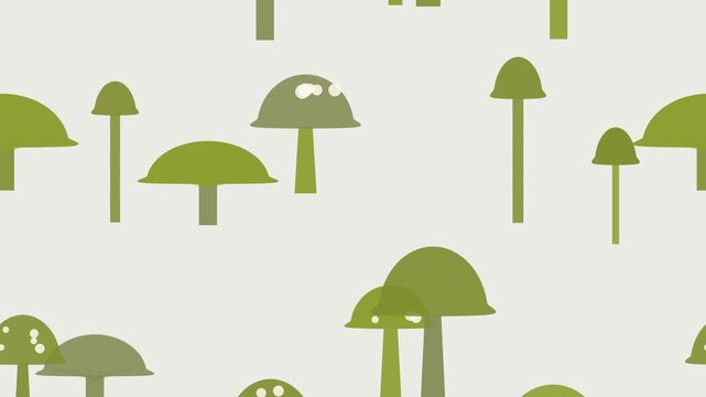 Boucle sans couture de fond anim&eacute; de champignons des bois jaune