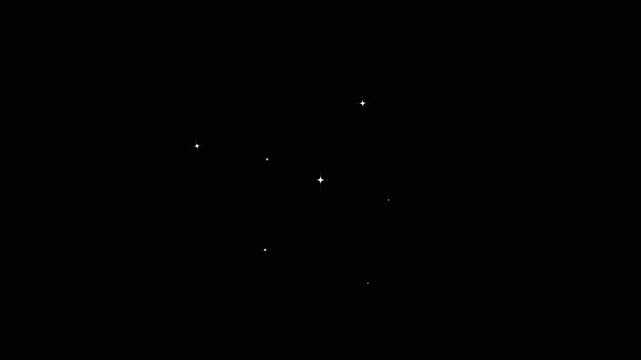 glowing white doodle stars,glitter shine bursts, retro flat vector style, blinking cartoon effects, chroma key black screen seamless festive loop video 4k