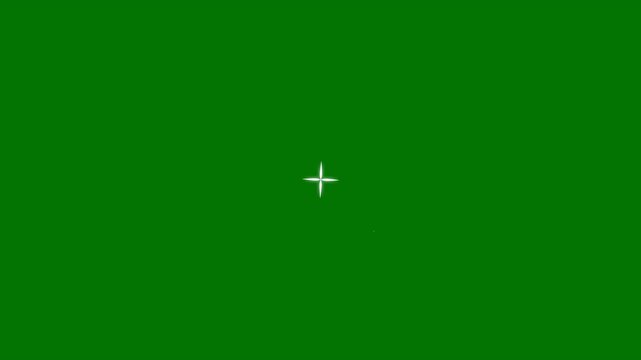 glowing white doodle stars,glitter shine bursts, retro flat vector style, blinking cartoon effects, chroma key green screen seamless festive loop video 4k
