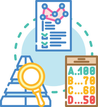 Evaluating learning needs concept. Gap analysis, feedback assessment, planning requirements icon vector illustration
