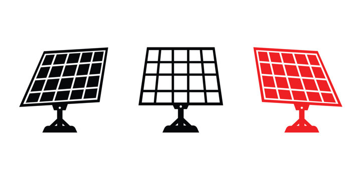 solar panel icon, renewable energy symbol vector illustration.