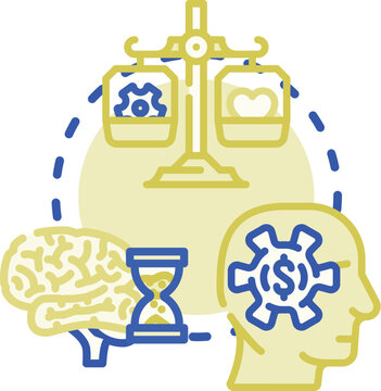 Person is conceptualizing work life balance and time management, dreaming about rest and relaxation while performing everyday activities at a desk, indicating a need for breaks