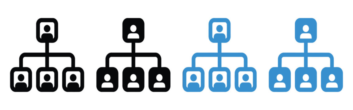 Organization chart vector icons set with hierarchy and user profile symbols