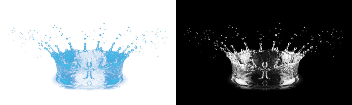 Water splash crown shape isolated on transparent background