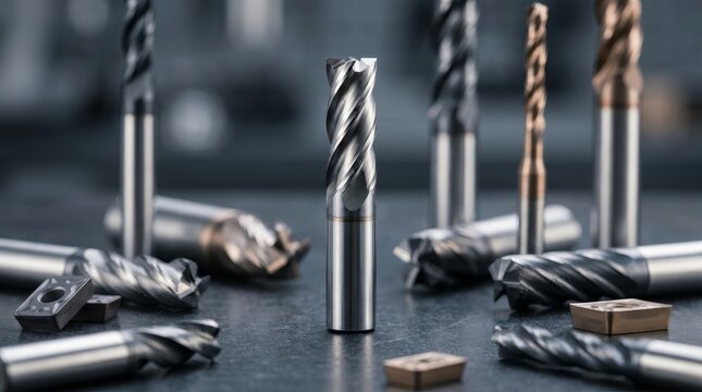 CNC machine milling cutter tools featuring interchangeable carbide inserts.