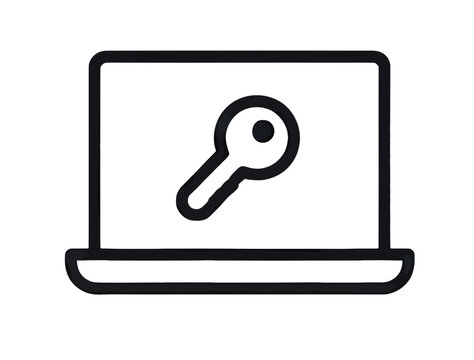 Laptop Passkey Authentication Outline Icon