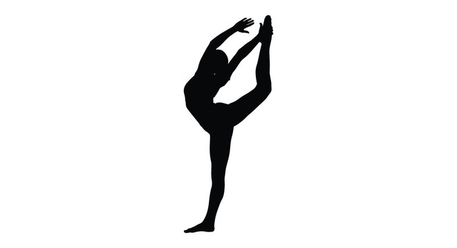 Female gymnast performing a flexible backbend pose black silhouette