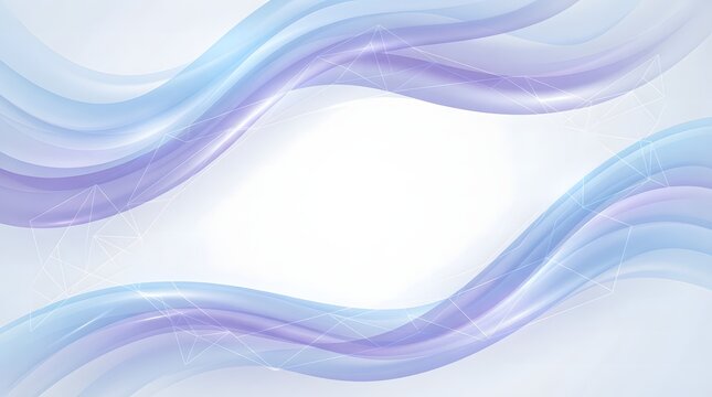 Abstract blue and purple wave background, soft flowing silk curves, elegant ethereal smoke lines on white backdrop