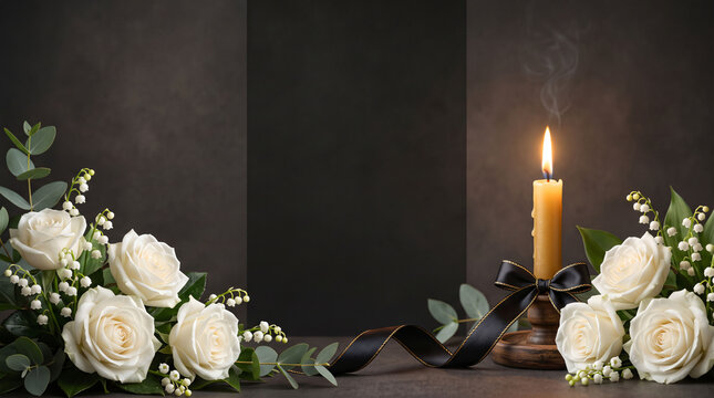 Candle on the background. Postcard for the event, memorial day, mourning. Popular pattern for designers, marketers, advertising. Object, symbol.