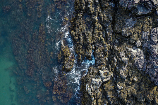 waves on rocks