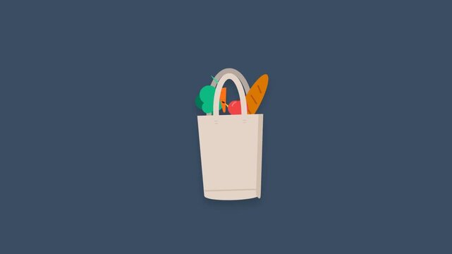 Reusable eco-friendly canvas tote bag with fresh groceries