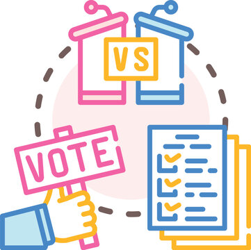 People casting their votes in an election, participating in a public survey, making important decisions, and showing the results of their collective selections on a digital platform