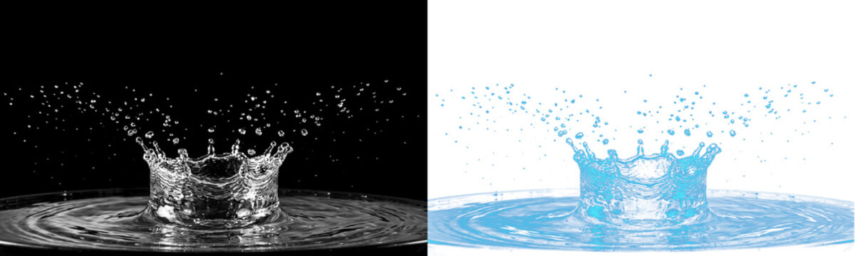 Water splash crown shape on transparent background