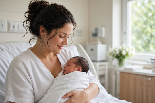 mamma con neonato dopo il parto appena nato