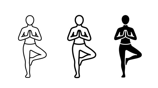 Minimalist yoga pose icons featuring meditation and balance symbols