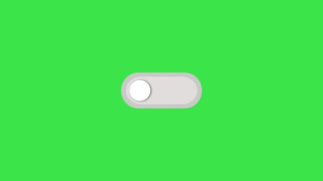 switch off on button animated. mobile phone toggle slider ui turn bar isolated video animation 4k, green skin.	
