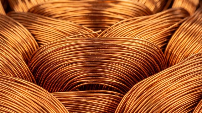 Copper Wire Coil Texture Macro Industrial Abstract Background