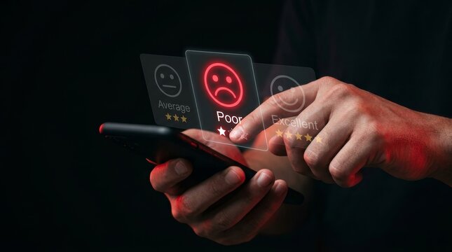 Customer feedback concept showing a dissatisfied experience with a bad service rating.