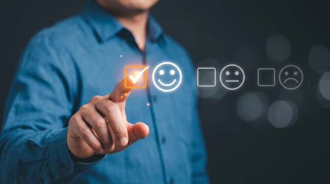 Digital interface for customer satisfaction survey and product service quality rating.