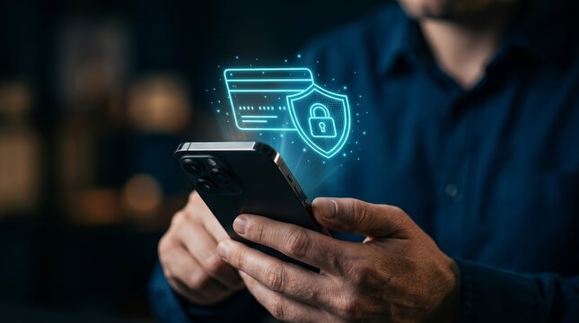 Modern fintech application interface representing secure digital payments and credit card security.