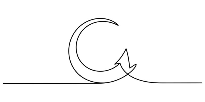 Continuous single line drawing of a circular arrow symbol showing reload or refresh concept isolated on white background Vector, illustration
