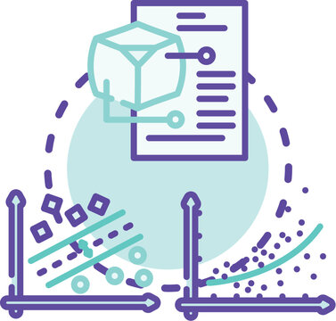Pearson correlation coefficient concept. Direction measure, linear strength, relationship association icon vector illustration