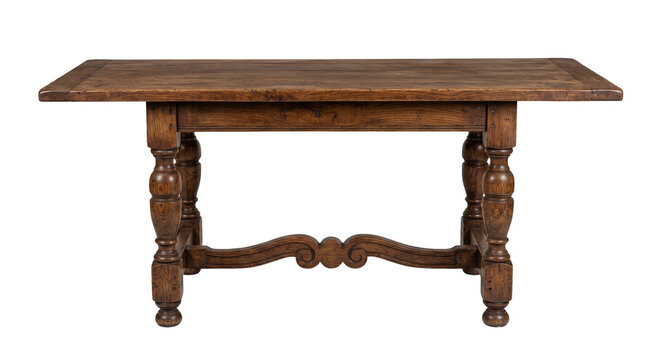Antique wooden table Isolated front view isolate don transparent background