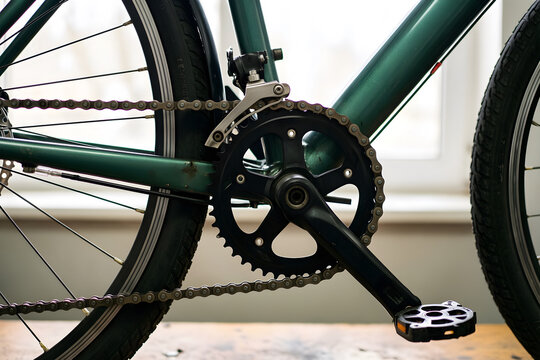 Verified repaired result of a generic commuter bicycle chain and sprocket with ordinary wear, with its physical process or state transition clearly visible for bicycle maintenance and local mobility