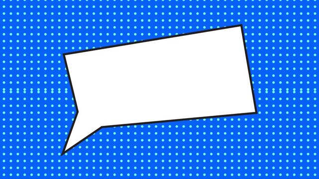 Blank White Speech Bubble on Halftone Background, Comic Dialogue Pop Art Animation, Pop Art Speech Bubble Animation on Halftone Dot Background.