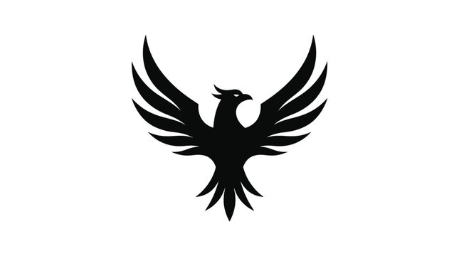 Stylized phoenix bird vector illustration featuring sharp wings and elegant black lines for branding design projects