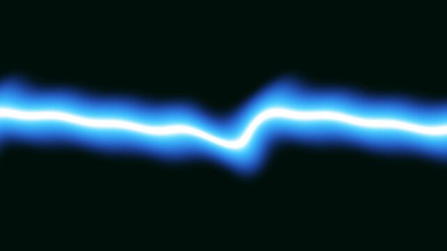 Abstract Glowing Blue Electric Wave Line Moving Across Dark Background