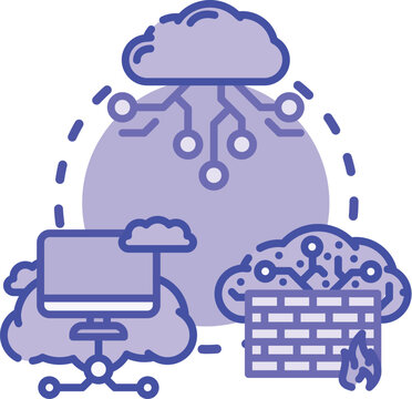Cloud services framework illustrating modern digital computing architecture, connecting data, applications, and security elements for scalable technology solutions in an integrated network