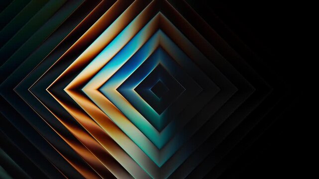 Modern Square Glass 3D Gradient Copper Cyan Wave Seamless Loop Video, Abstract Dual Tone Glass Blocks Motion Graphics, Cybernetic Refracted Grid Animation &ndash; Layered square glass blocks