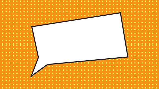 Blank White Speech Bubble on Halftone Background, Comic Dialogue Pop Art Animation, Pop Art Speech Bubble Animation on Halftone Dot Background.