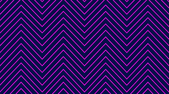 A seamless geometric pattern featuring thin, bright pink chevron lines arranged in a continuous zigzag design on a dark blue background.