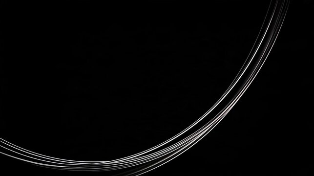 Black background with a curved line in the center. the line appears to be made up of multiple thin, straight lines that are overlapping each other, creating a sense of depth and dimension.