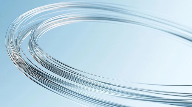 Abstract digital art piece with a light blue background. in the center of the image, there is a curved line that appears to be made up of multiple thin, thin lines that are overlapping each other.