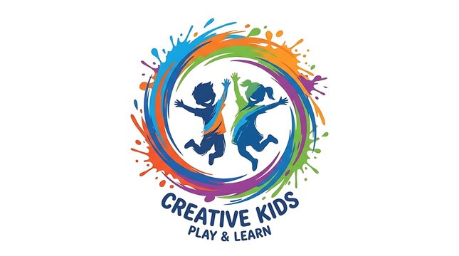 Colorful artistic logo design featuring joyful children celebrating unity and creativity for world kindness day event concepts