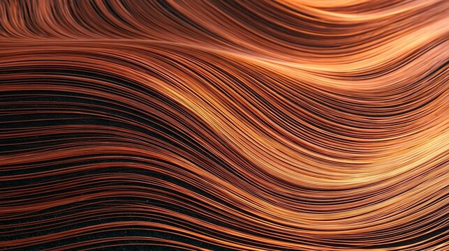 Abstract digital art piece that appears to be a close-up of a wave-like pattern. the wave is made up of thin, wavy lines that are arranged in a way that creates a sense of movement and depth.