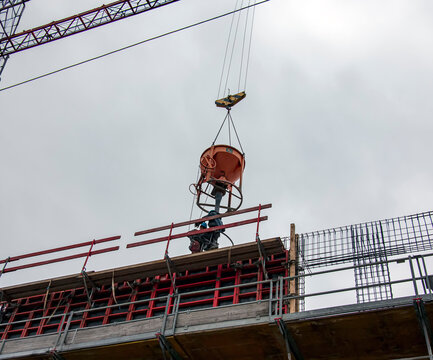 Concrete Placement Operation on Multistory Building Site