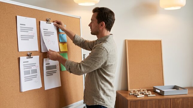 Editor restructures draft pages and style notes on a planning board